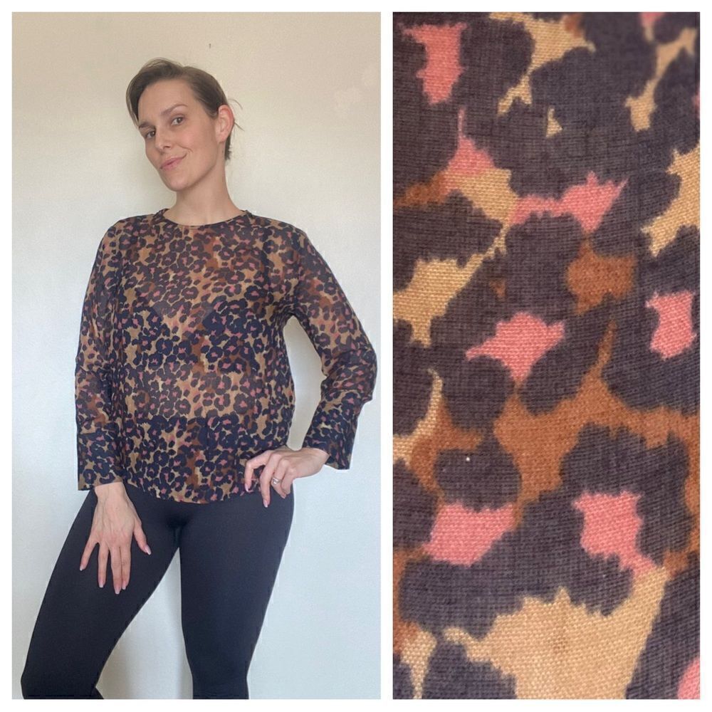 Scotch & Soda Blouse Leopard Print Navy Taupe Pink Small